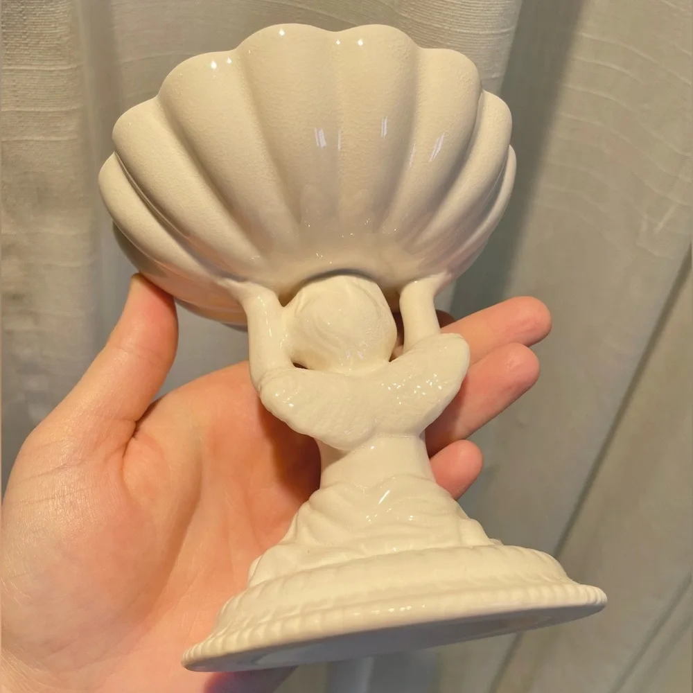 VTG Avon Cherub Soap Dish Holder Ivory White Etherial Bathroom Decor Jewelry